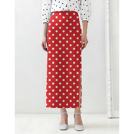 Women's Pencil Skirt - Polka Dots Design